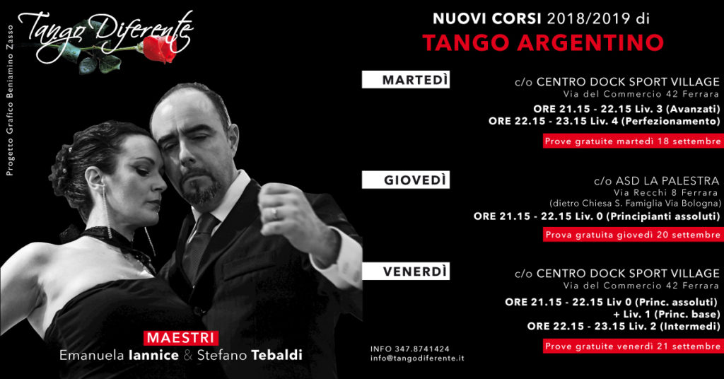 Nuovi Corsi di Tango 2018 / 2019 Tango Diferente asd - Free Week @ FERRARA